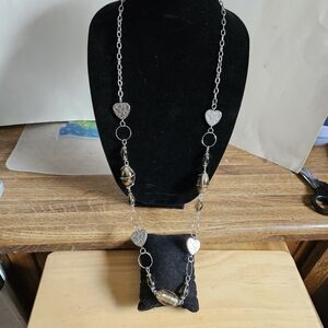 Long Stone and Silver-tone Necklace